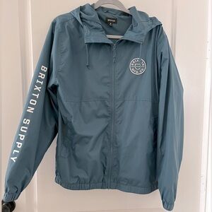 Brixton Teal Hooded Claxton windbreaker Jacket